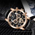 Fashion FORSINING 175 Men Mechanical Watch Leather Strap Skeleton Mens Watches Luminous Hands Clock